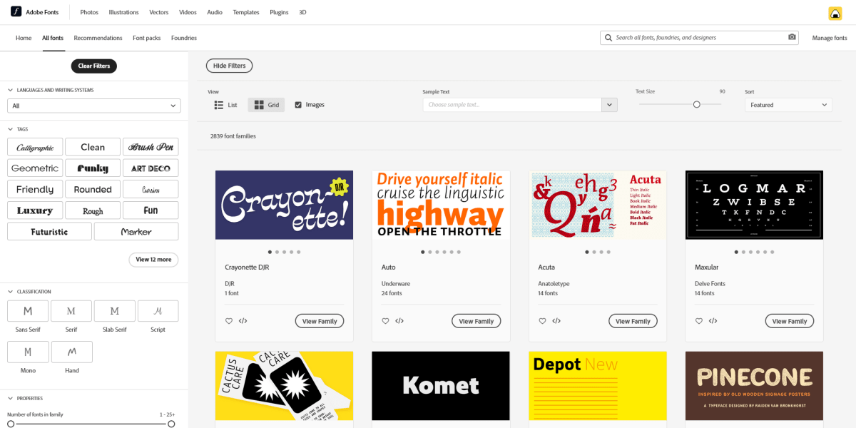 Adobe Fonts Screenshot