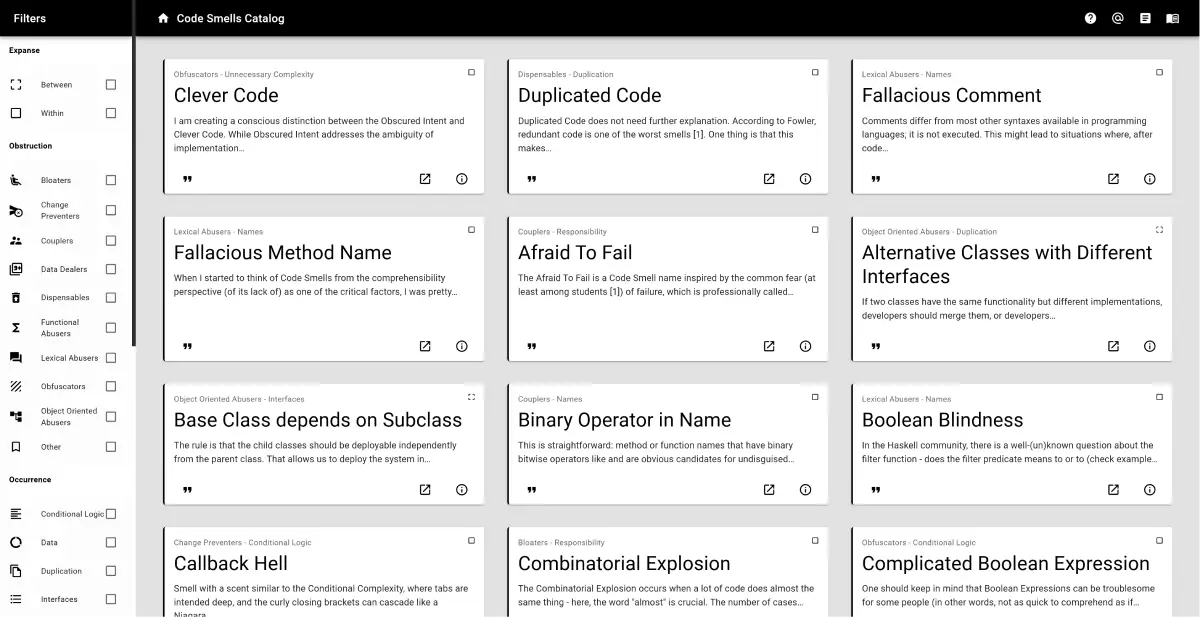 Code Smells Catalog Homepage