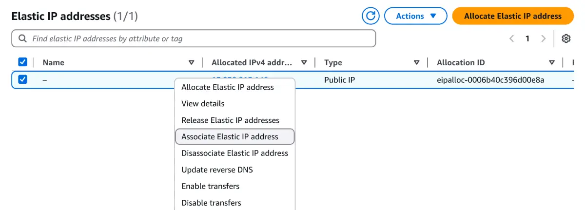 設置 Elastic IP