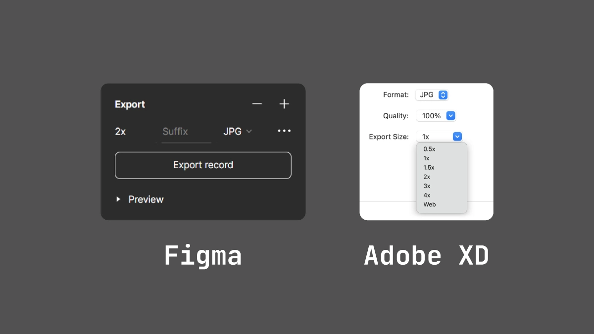 Export Interface of Figma and Adobe XD