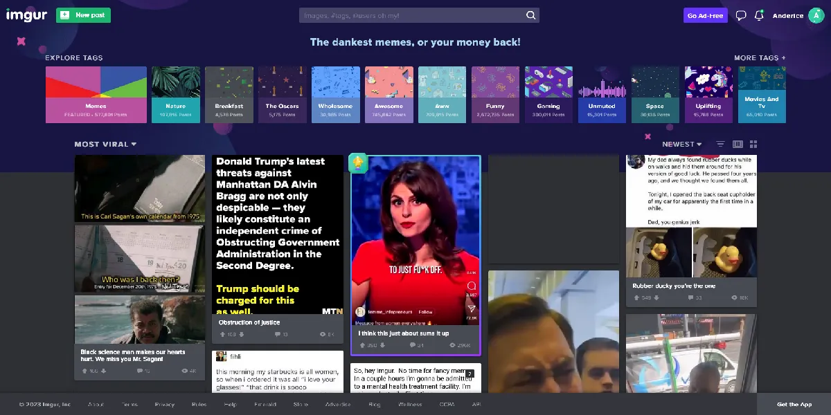 imgur Homepage