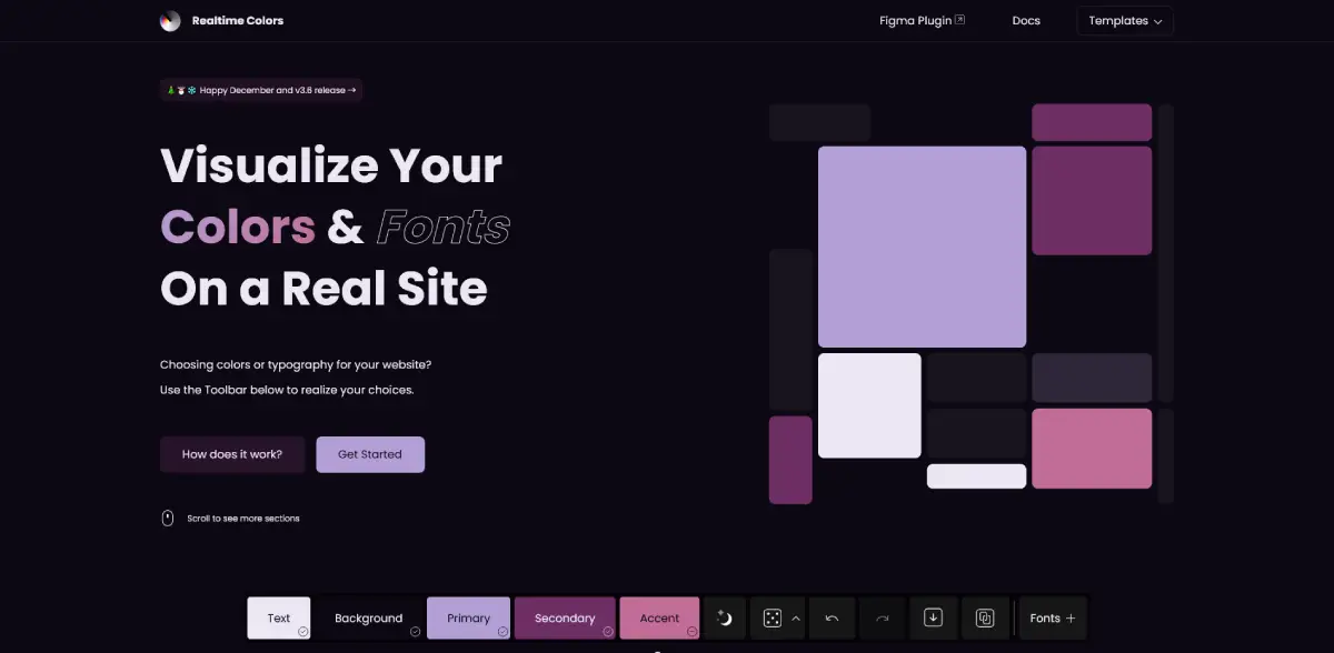Realtime Colors website example 60/30/10 color principle