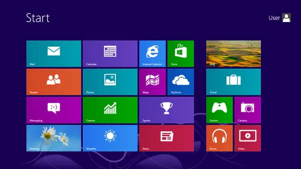 Windows 8 startup interface